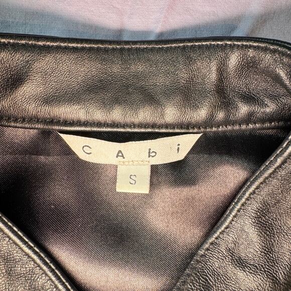 CAbi Women's sz Small Black Genuine Leather Zip Vest Grunge Hippie Motorcycle - Picture 3 of 8